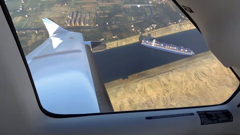 Le cargo bloqué dans le canal de Suez apparaît dans Flight Simulator