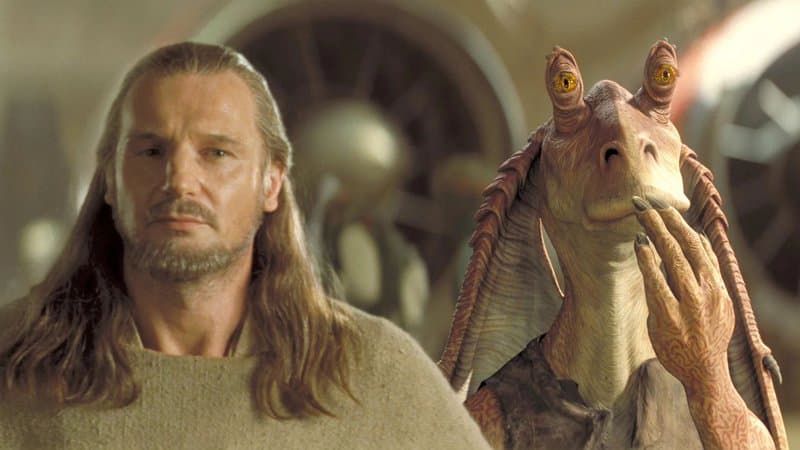 Liam-Neeson-dans-Star-Wars-episode-I-La-Menace-fantome-1999-aux-cotes-de-Jar-Jar-Binks-396872