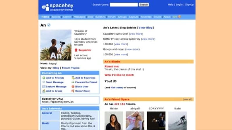 Nostalgique du web des années 2000?  Ce jeune Allemand a fait renaître le réseau social MySpace
