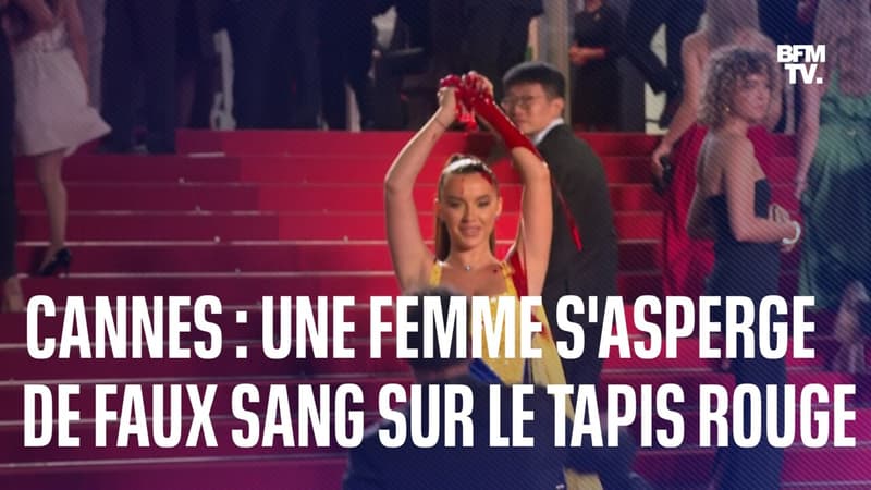 Cannes: une femme s’asperge de faux sang sur les marches du Palais des festivals
