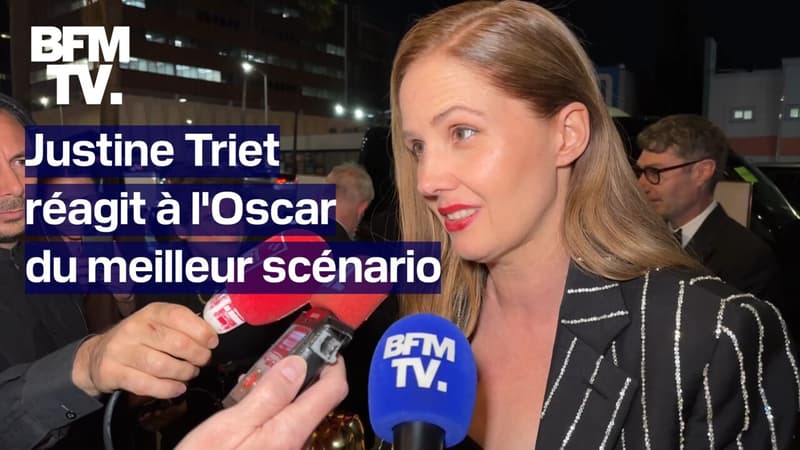 Justine Triet, la réalisatrice d’“Anatomie d’une chute”, réagit à son Oscar sur BFMTV